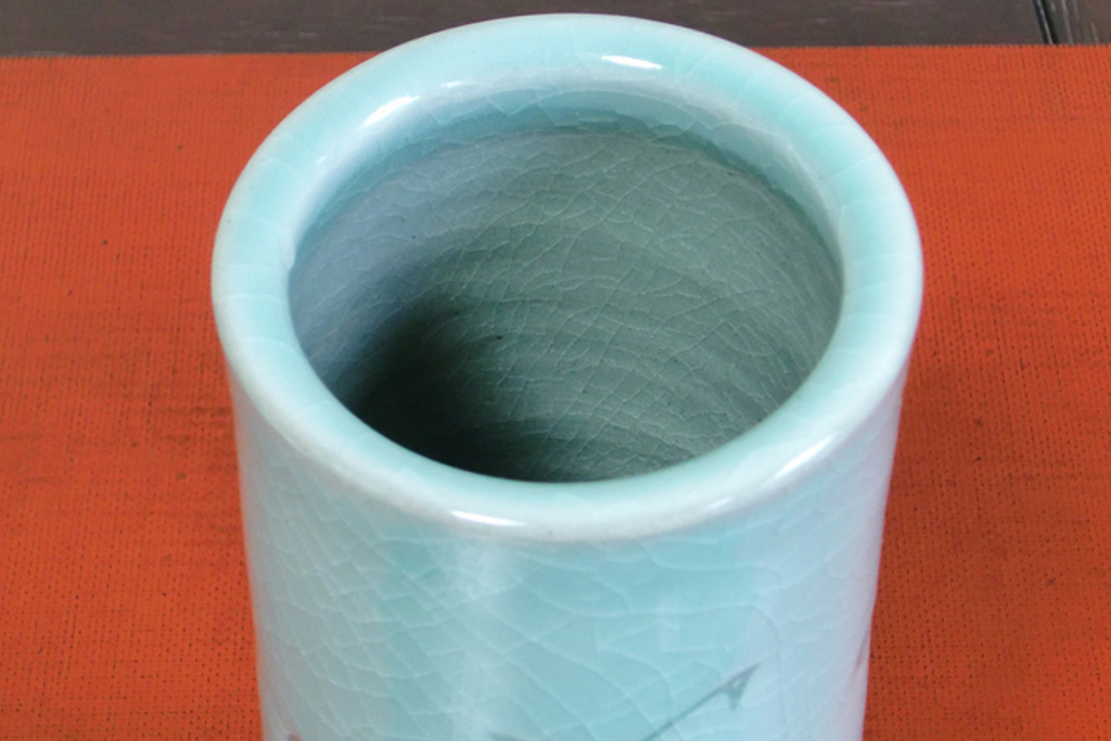 Kyo Yaki / Kiyomizu Yaki Vase – Hori Unkin Cylinder by Minoru